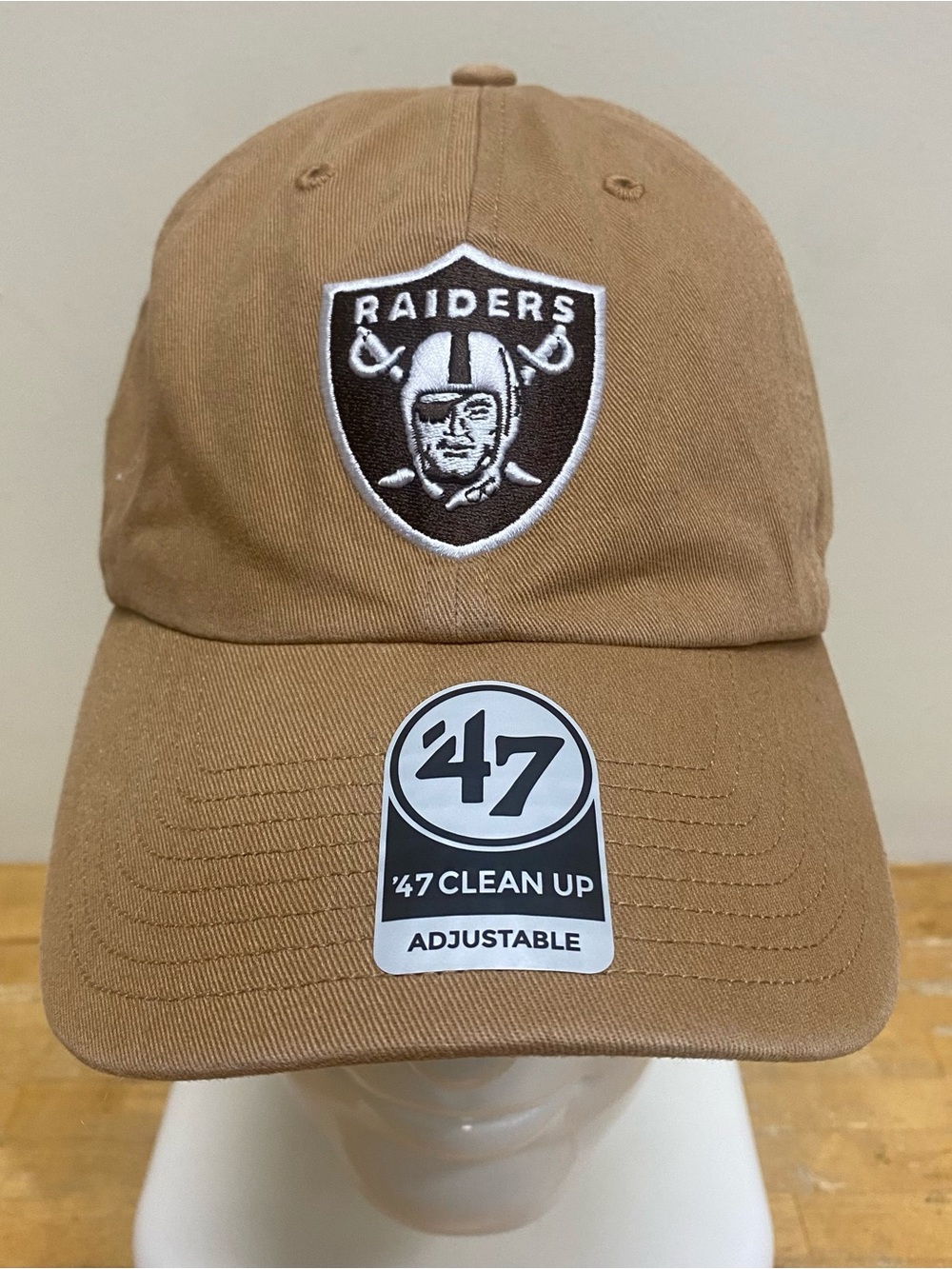 Las Vegas Raiders 47 Brand Clean Up Adjustable Hat  Super Bowl XI Khaki Cap NWT